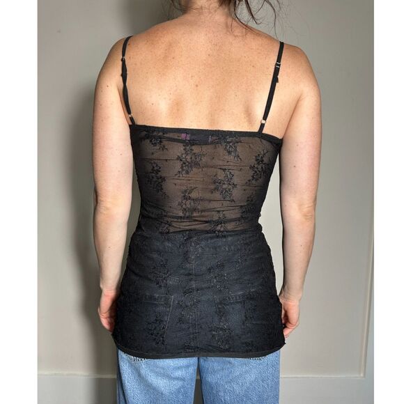 Edikted Black Lace Semi Sheer Cami Top Size Medium - Picture 2 of 5